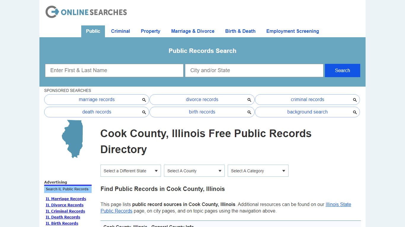 Cook County, Illinois Public Records Directory - OnlineSearches.com